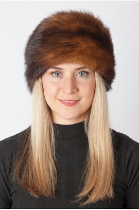 Dark brown polecat fur hat